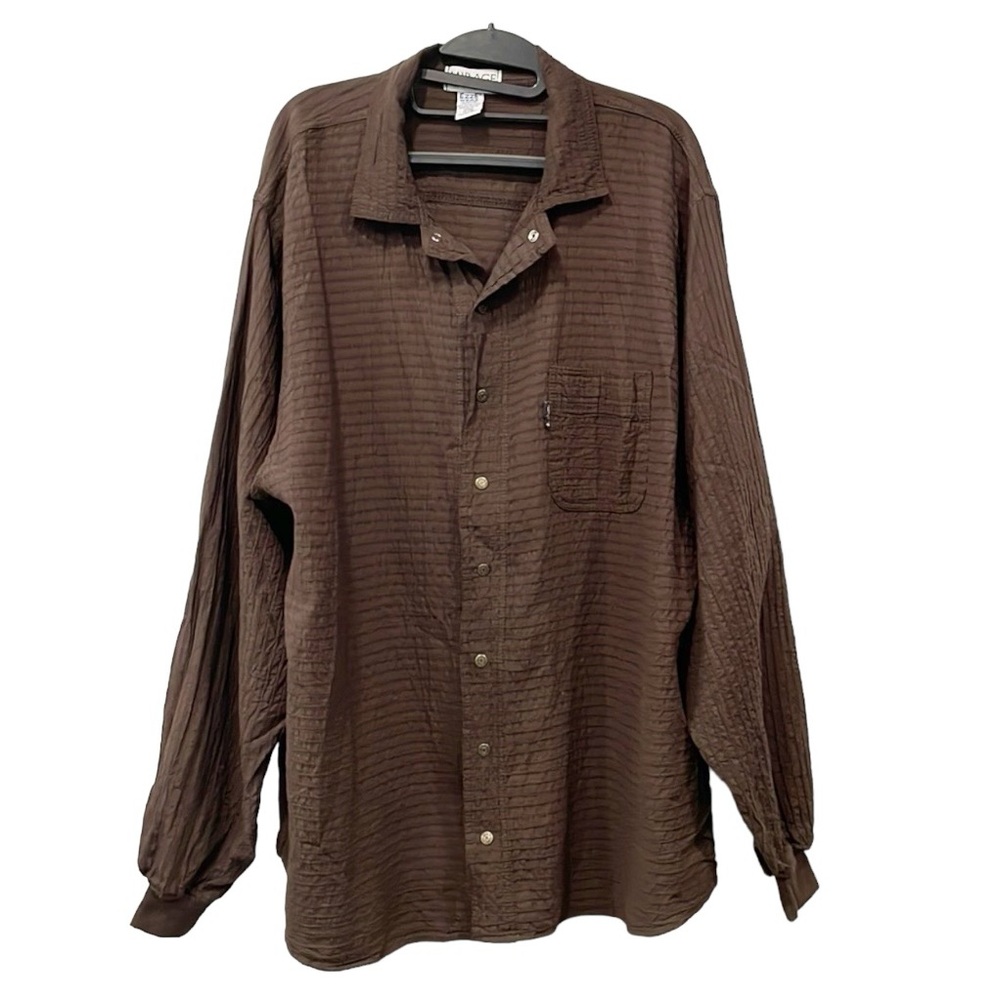 Honey‎ Komb Cotton Gauze Ezze Wear Outdoor Vintage Brown Waffle Jacket XL Snap